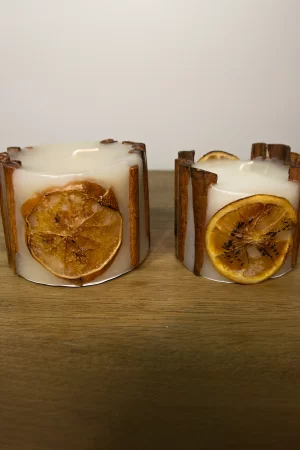 Conjunto Vela de Canela e Laranja